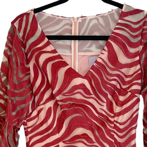 JS Collections Leslie V-Neck Midi Dress Printed In Scarlet Women's Size 4 NWOT - Picture 11 of 12